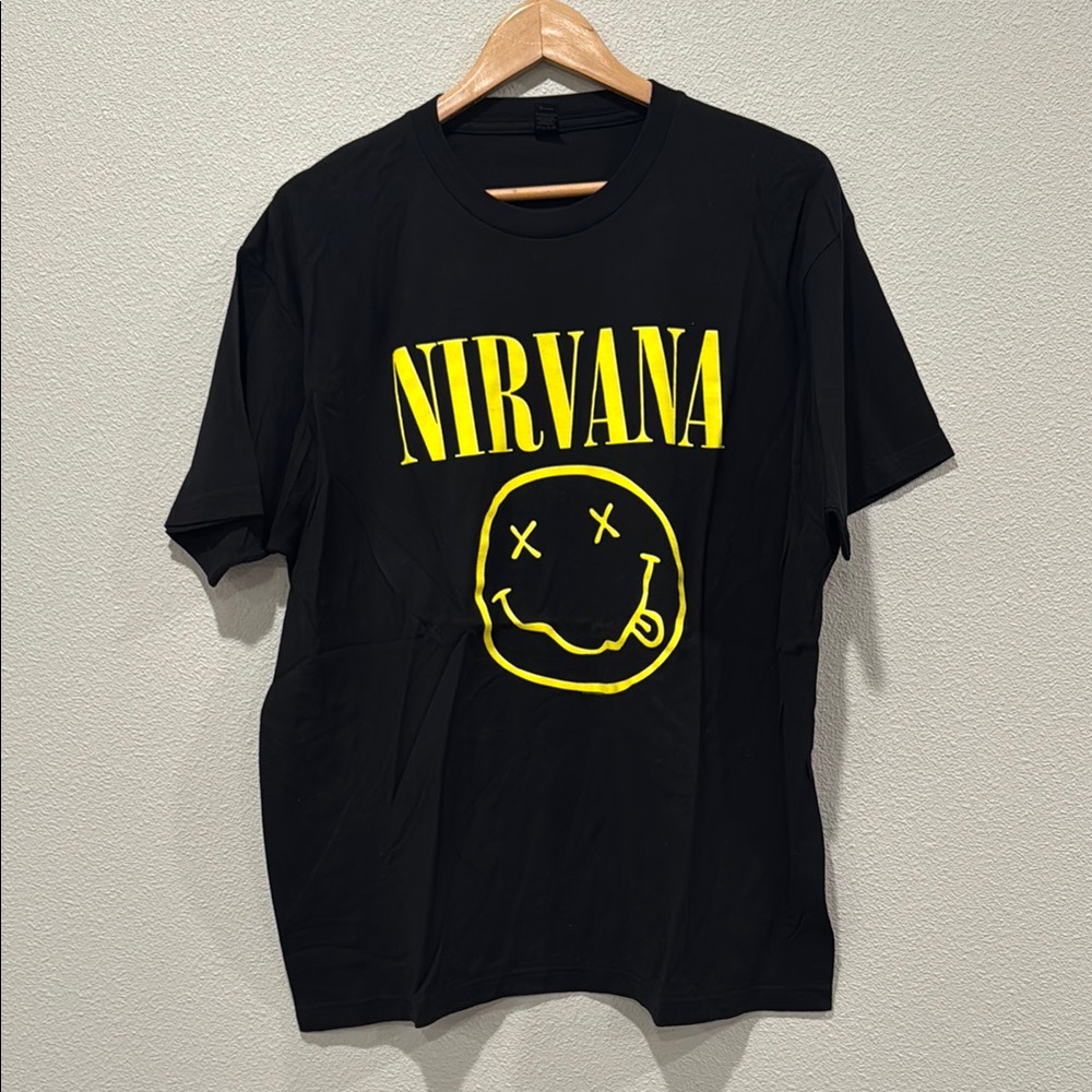 NIRVANA Black Tee with Yellow Graphic